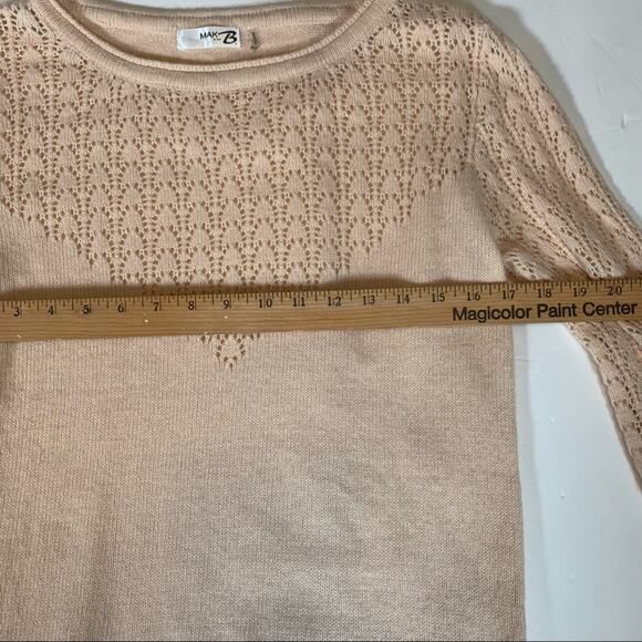 Mak B Coquette angora blend blush pink sweater sweetheart knit medium - Picture 10 of 12